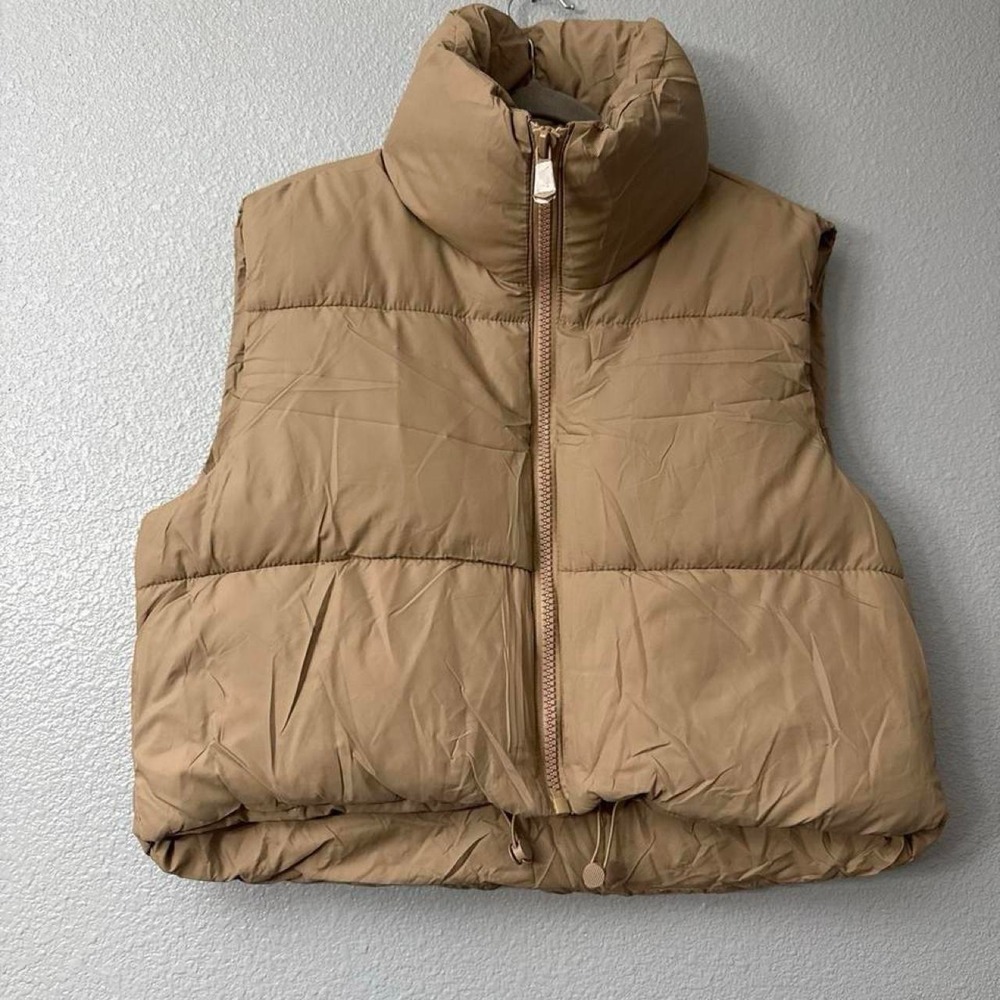 OUTERWEAR Cropped Puffer Vest Women Zip Up Sleeveless Padded Crop Puffy Vest
